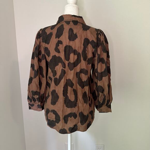 Pistola brown & black animal print button down top size XS - Picture 5 of 14